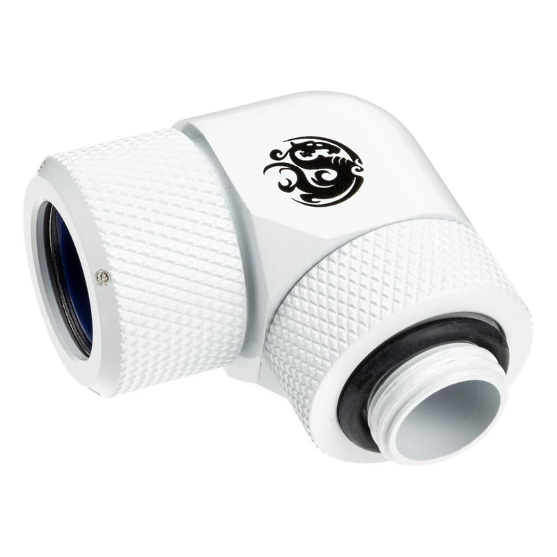 Bitspower BP-DWE90RMLA14 Advanced Multi-Link otočný adaptér 90°, G1/4 vonkajší závit na tvrdú rúrku s vonkajším priemerom 14 mm, biely