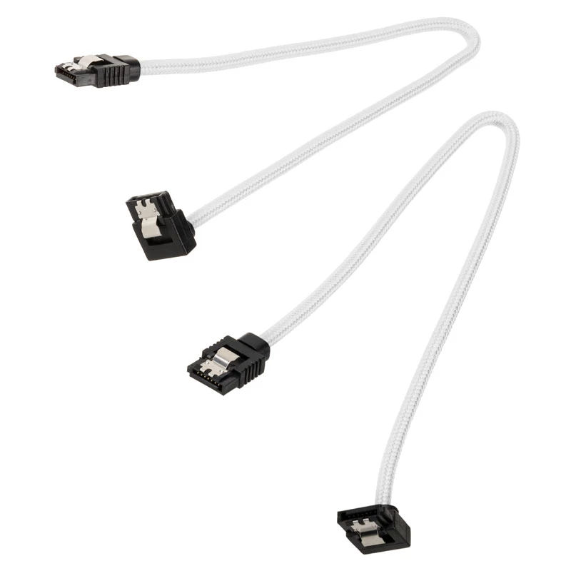 Corsair CC-8900279 Premium SATA kábel s opletom, uhlový, 30 cm, biely, balenie 2 kusy