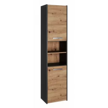 Kúpeľňová vysoká skrinka top e shop S40 ANTHRACIT/ARTISAN, voľne stojaca, 400×300×1700 mm, 6 políc, 2 dvere
