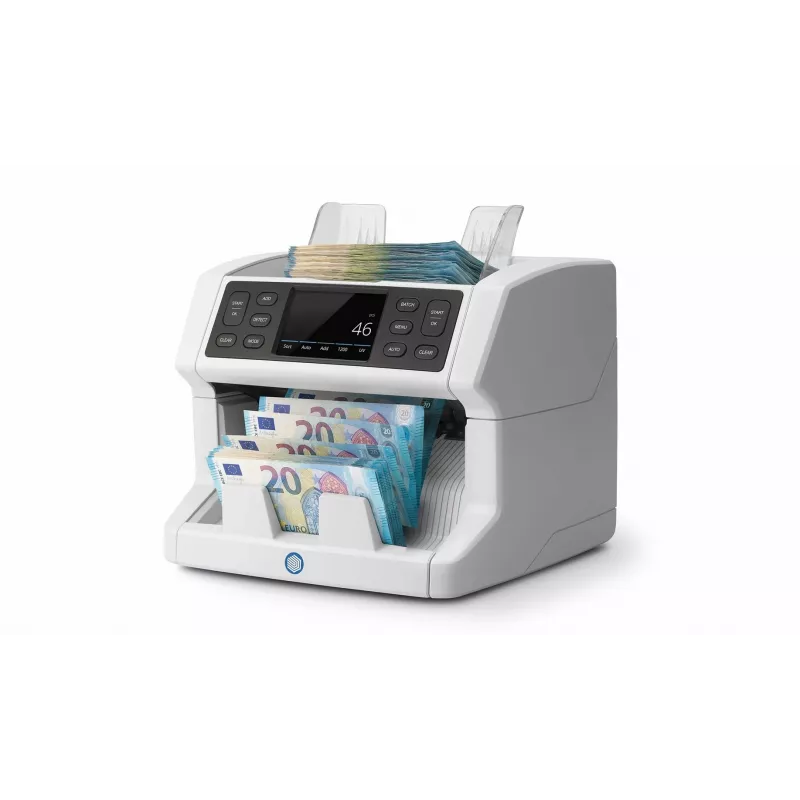 Safescan 2850 počítačka bankoviek s detekciou falzifikátov (UV, magnetická, veľkosť), 1500 bankoviek/min, dotykový displej, biela