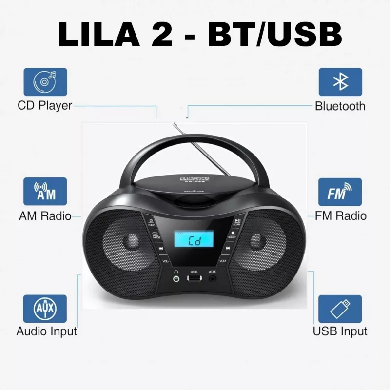 Rádioprehrávač CD LILA2 USB/BT čierny