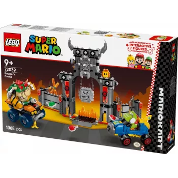 Konštrukčná hračka LEGO 72039 Super Mario Bowserova pevnosť s Mario Kart, interaktívna hracia sada
