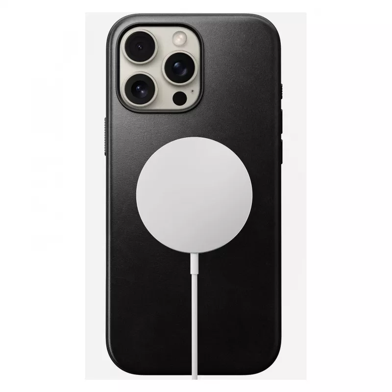 Puzdro na telefón Nomad Modern Leather Case pre iPhone 16 Pro Max, 6,9 palcov (17,5 cm), čierne, koža+PC+TPU