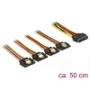 SATA kábel DeLOCK 60158 0,5m SATA 15-pin 4 x SATA 15-pin viacfarebný
