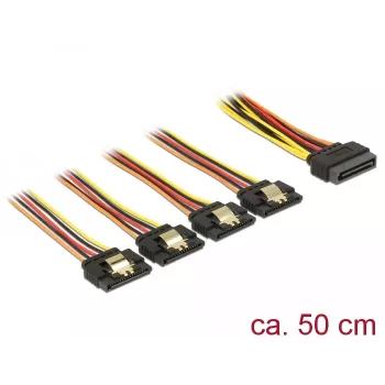 SATA kábel DeLOCK 60158 0,5m SATA 15-pin 4 x SATA 15-pin viacfarebný