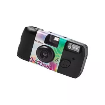 Jednorazový fotoaparát Fujifilm Quicksnap Flash – 135 mm (ohnisková vzdialenosť 32 mm), uzávierka 1/100 s, vstavaný blesk, čierna