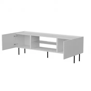 TV skrinka cama meble LUCCA 180x40x59 cm — biela vrchná doska z drevotriesky, biely korpus