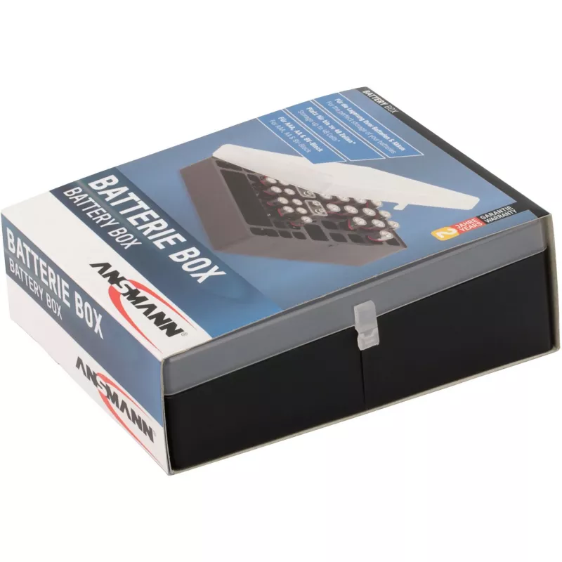 Ansmann Battery Box 48 Box na batérie pre 24x AA, 16x AAA a 4x 9V, Čierny/Priehľadný
