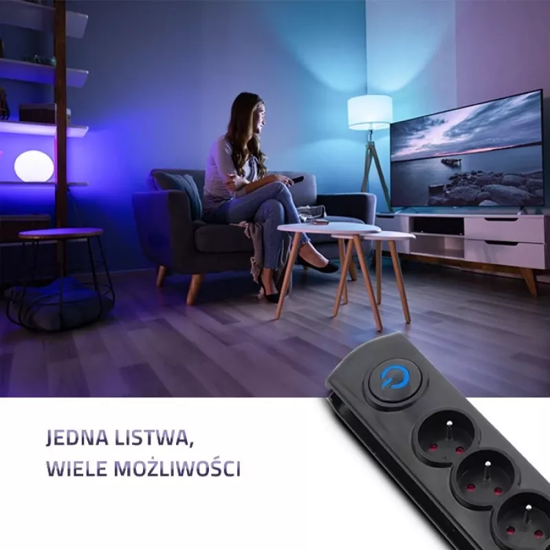 Prepäťová ochrana Qoltec 50269 čierna 5 AC zásuviek 230V
