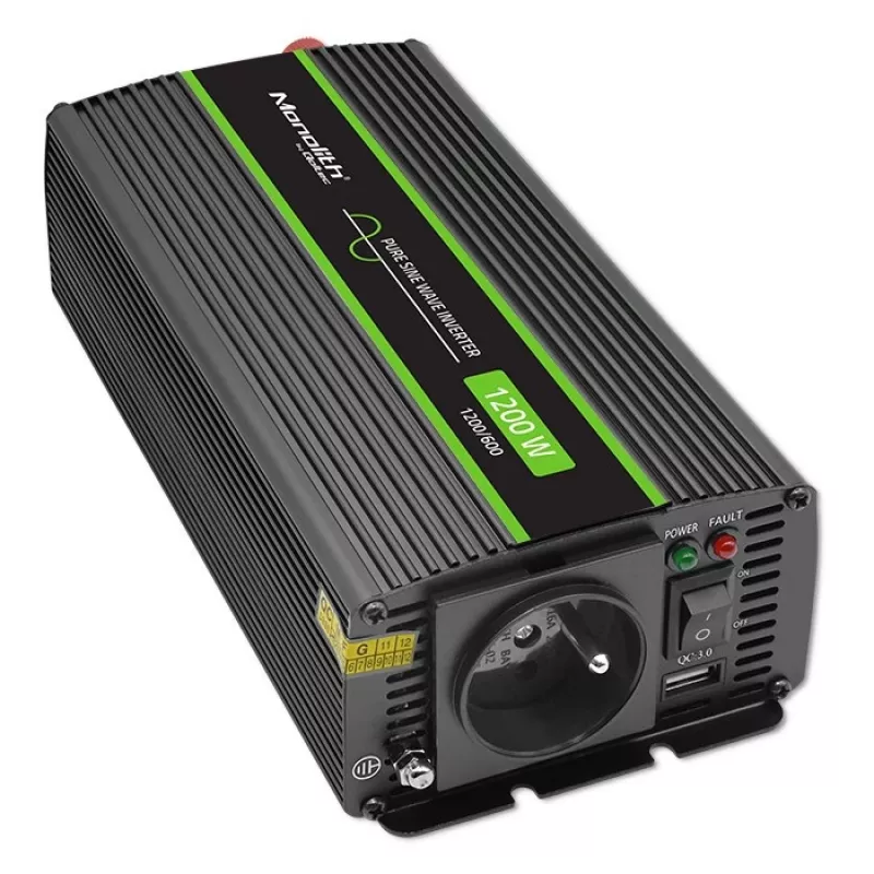 Automobilový menič Qoltec Monolith 1200 W čierny 24 V