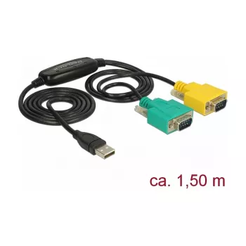 Sériový kábel DeLOCK 63466 USB Type-A DB-9 1,5 m čierny zelený žltý