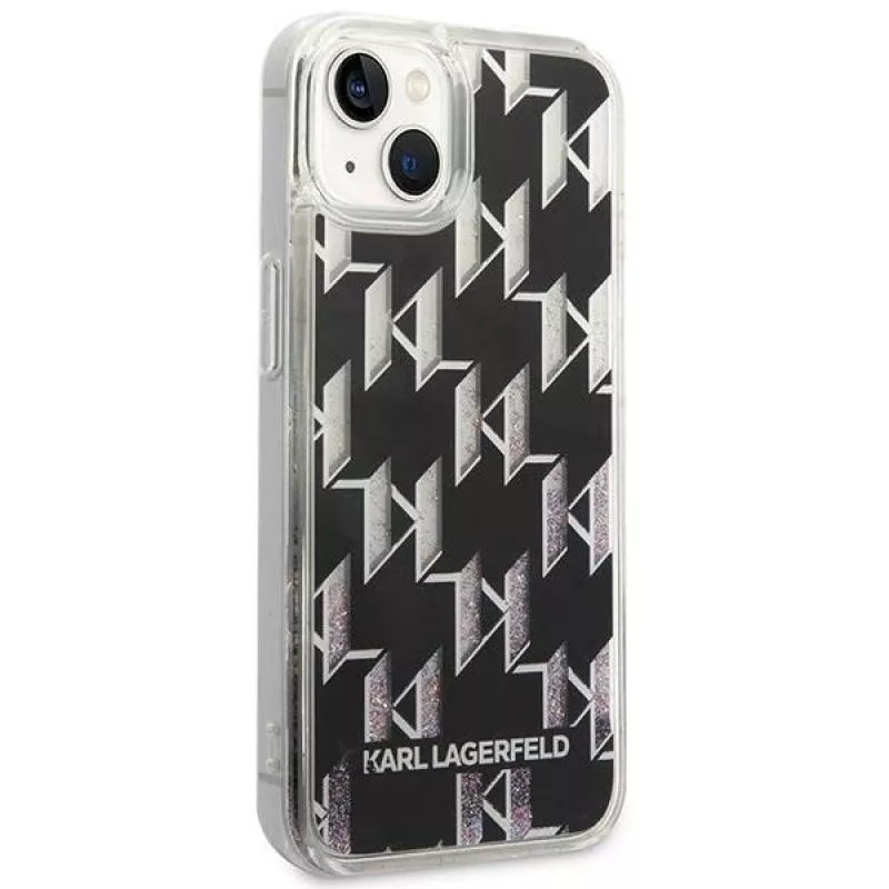 Karl Lagerfeld KLHCP14MLMNMK iPhone 14 Plus 6.7 tvrdý obal čierny / čierny Liquid Glitter Monogram