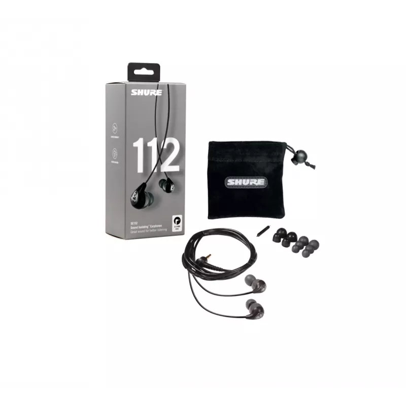Shure SE112-GR káblové in-ear slúchadlá pre hovory/hudbu, čierna, sivá
