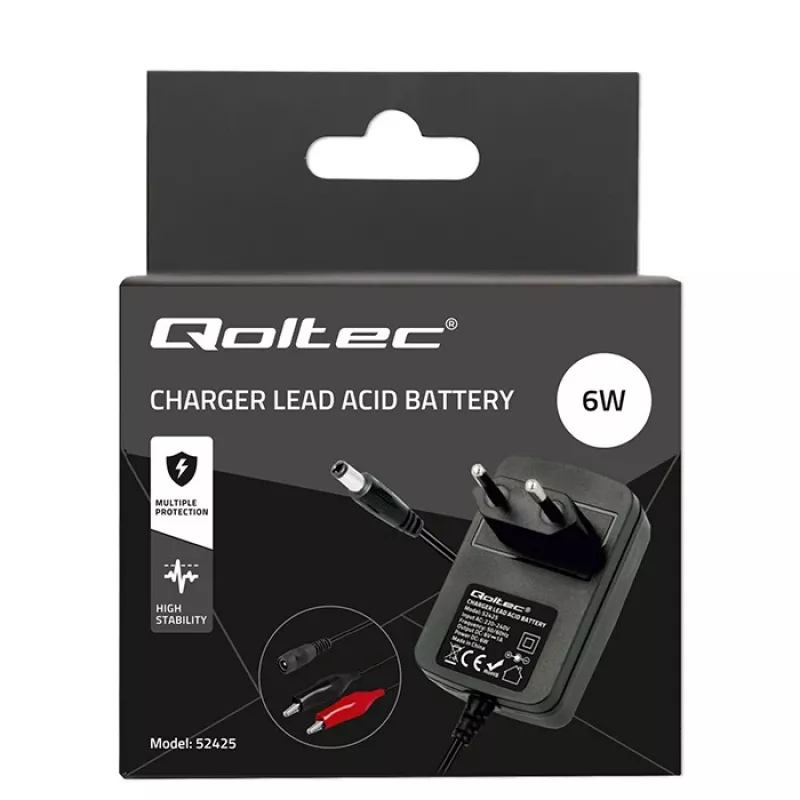 Nabíjačka batérií QOLTEC Charger AGM GEL STD 6V 1A pre 6V olovené batérie, AGM a Gel