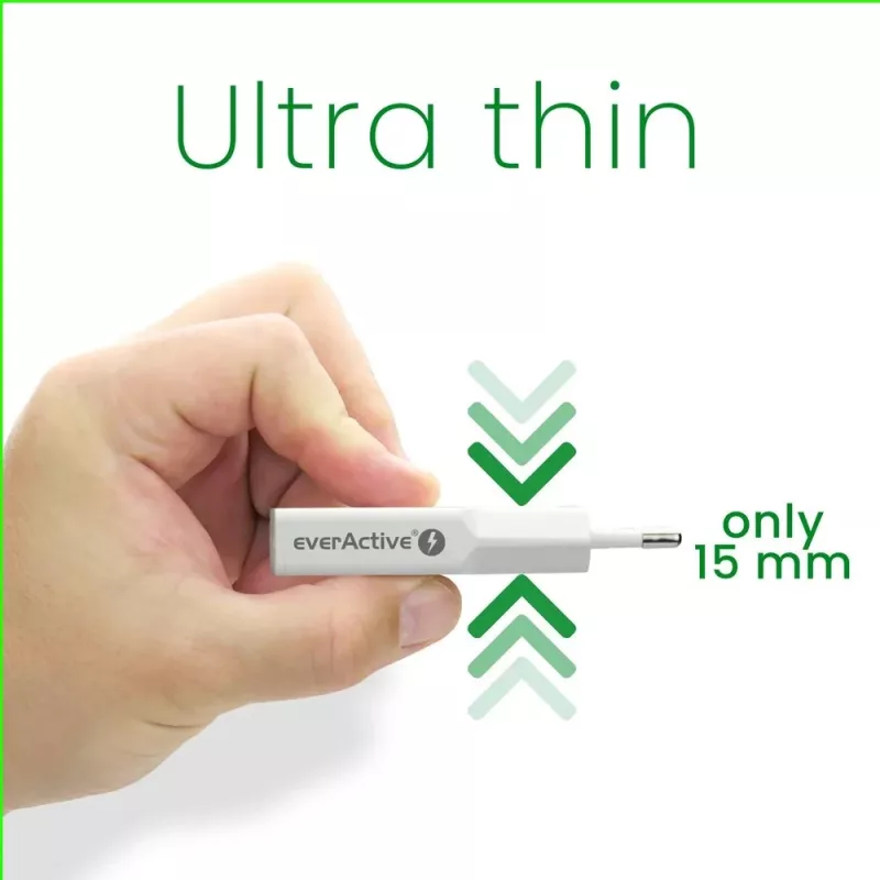 Napájací zdroj everActive SC-385Q Super slim QC 4 Fast Charging — USB rýchlonabíjačka, kompaktný dizajn