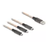 DeLOCK USB kábel 1,2 m USB 2.0 USB A USB C/Micro-USB B/Lightning transparentný