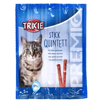 Mačacie maškrty Trixie Premio Sticks údený losos s pstruhom, doplnkové krmivo, 5 x 5 g (25 g)