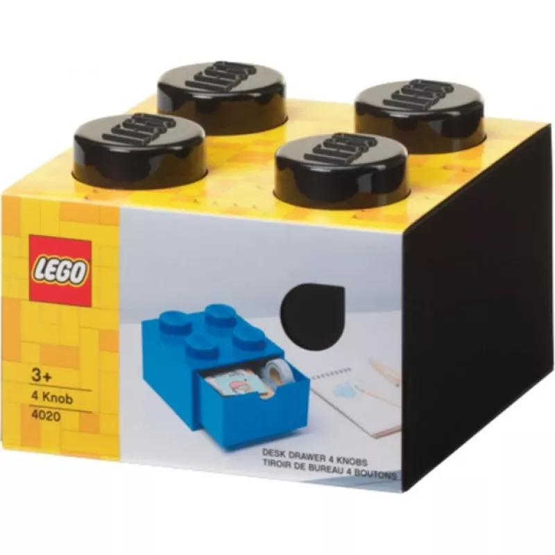 LEGO zásuvka na stôl 4, úložná krabica čierna, výstupky