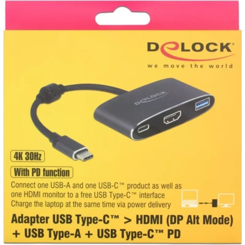 DeLOCK - externý video adaptér - VL101 - USB-C 3.1 - HDMI - sivý - retail (62991)