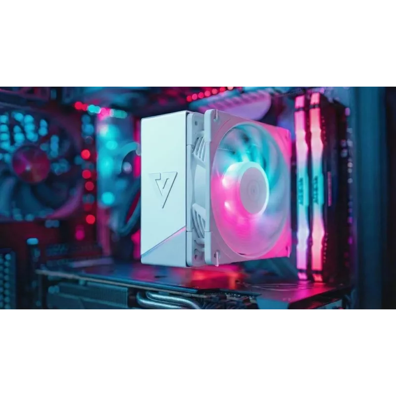 CPU chladič MODECOM Volcano 0C T721 ARGB 120 biely, Single-Tower, 120 mm ventilátor