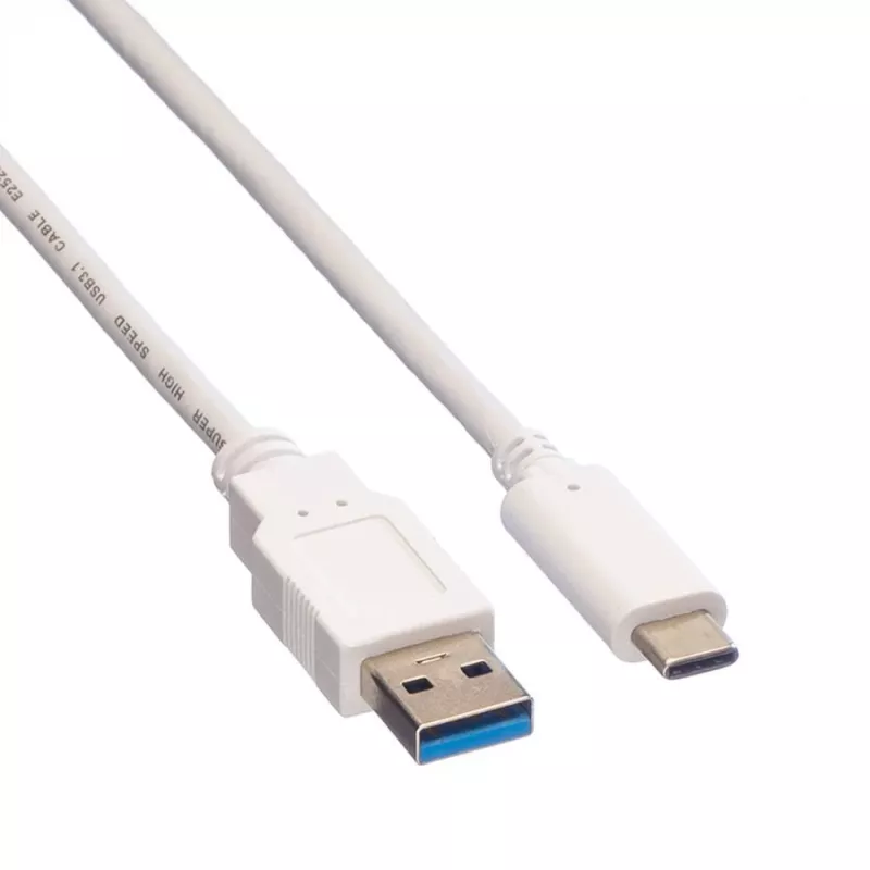 VALUE - USB kábel - USB 3.0 (M) na USB Type-C (M) - 5 V - 900 mA - 50 cm - biely (11.99.9010)