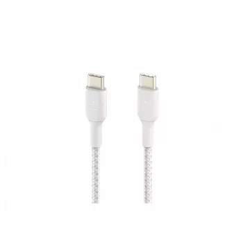 Kábel opletený USB-C na USB-C 1 m biela