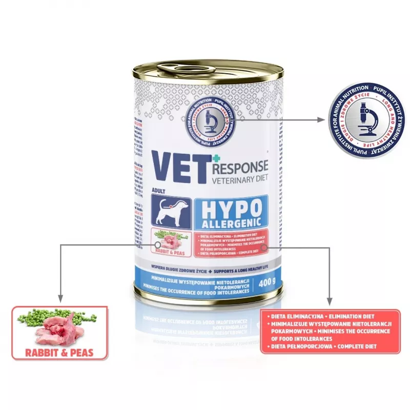 VET RESPONSE Hypoallergenic králik - mokré krmivo pre psov - 400 g