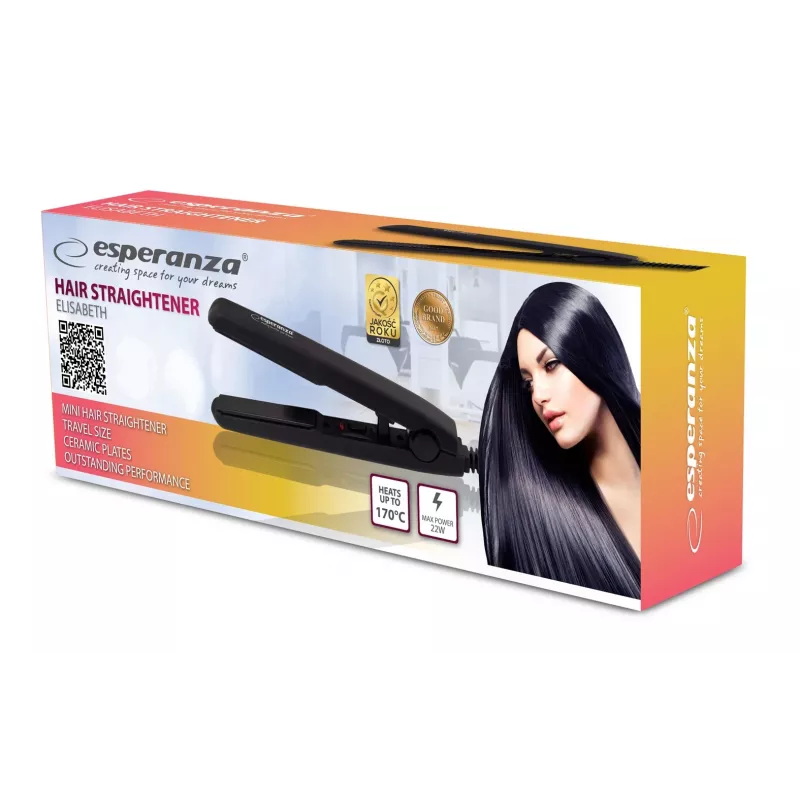 Žehlička na vlasy Esperanza EBP008 mini 16 cm, 22 W, cestovná žehlička