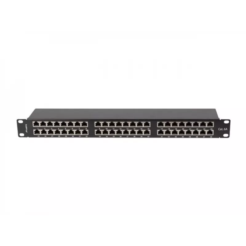 PATCH PANEL 48 PORT 1U 19 CAT6A FTP TIENENÝ ČIERNY LANBERG