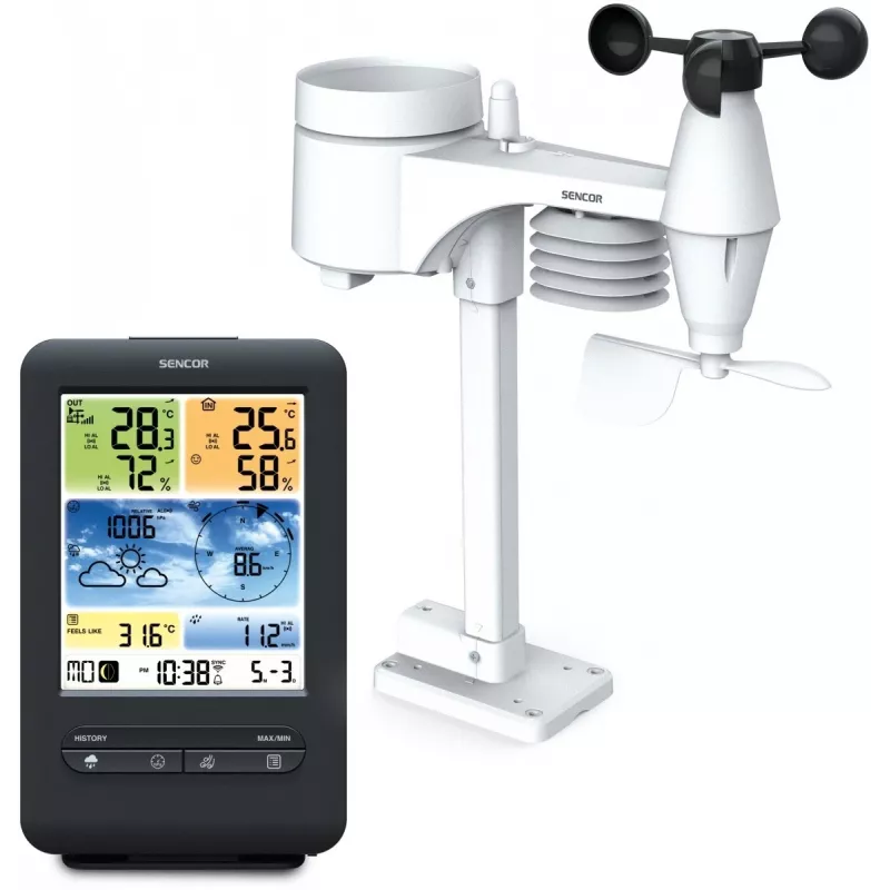 Sencor SWS 9898 profesionálna meteostanica Wi-Fi so senzorom 5-in-1, čierna
