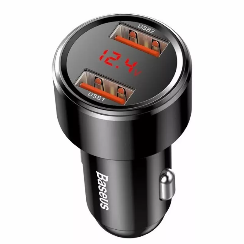 Baseus Magic CCMLC20A-01 autonabíjačka, 2x USB-A QC 3.0, 45 W, 6 A, displej napätia, čierna