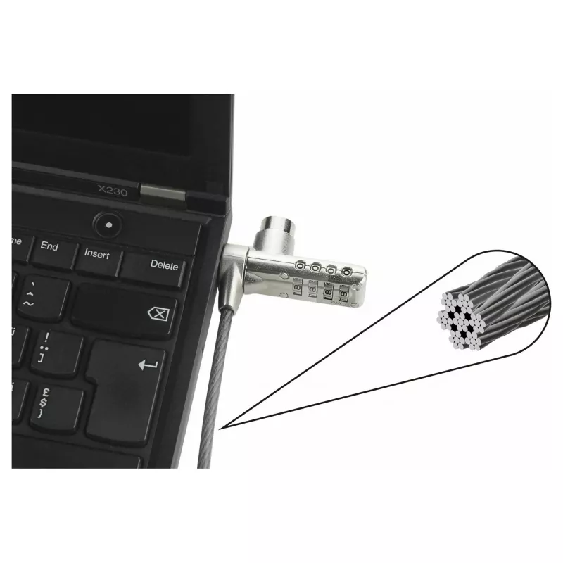 Dicota bezpečnostný kábel T-Lock, kombinácia, uzavretý 3x7mm slot