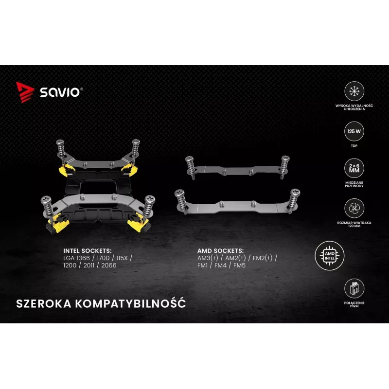 Chladič SAVIO SAVGCOFROSTX2 120 mm čierny, 2 heatpipes, 800–1800 RPM, 4‑Pin