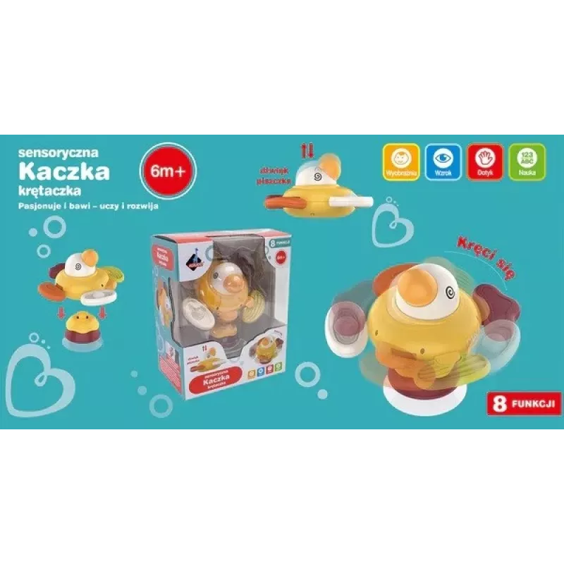Plüš interaktívna senzorická kačica Ascato 122946 — mäkká textúra, farebný dizajn