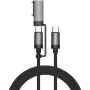 USB kábel 4smarts ComboCord 2m USB-C na USB-C/MagSafe 3 čierny sivý