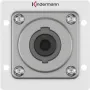 Speakon konektor samica Kindermann 7444000413 — 1-násobný hliník, 50×50 mm, hĺbka 40 mm