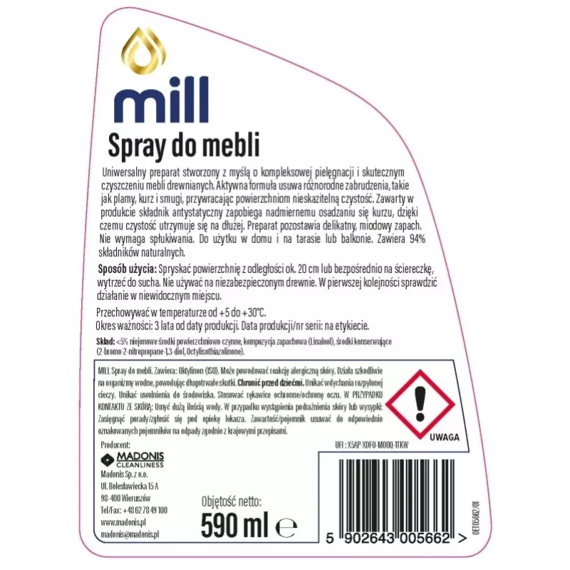 MILL Clean sprej na nábytok 590 ml