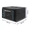 Qoltec 54465 19-palcová nástenná serverová skriňa 6U, 600 x 370 x 600 mm, dvere z tvrdeného skla, oceľ SPCC