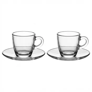 Bialetti Moka Cup Set Glass ISTITUZIONALE, 2 espresso šálky s podšálkami, 75 ml