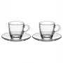 Bialetti Moka Cup Set Glass ISTITUZIONALE, 2 espresso šálky s tanierikmi, 75 ml