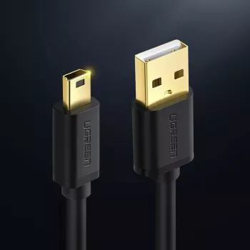 USB kábel UGREEN US132 Mini-USB 1 m — čierny, 480 Mbit/s, rýchle nabíjanie
