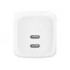 Interiérová AC rýchlonabíjačka Belkin WCH020KQ2MWH-B6 – 2x USB-C, 2 m integrovaný kábel, biela
