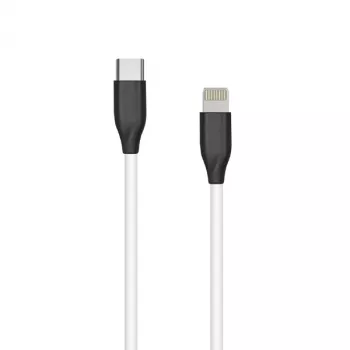 Silikónový kábel USB Type-C - Lightning, 2 m (biela)
