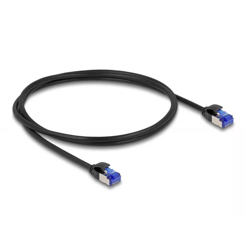Sieťový kábel DeLOCK RJ45 Cat.6A S/FTP tenký 1 m čierny