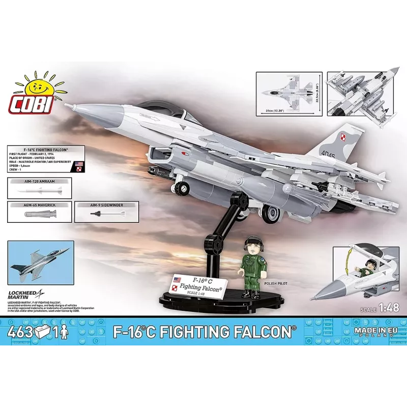 Stavebnica Cobi F-16C Fighting Falcon – 463 dielov, modelová stavebnica v mierke