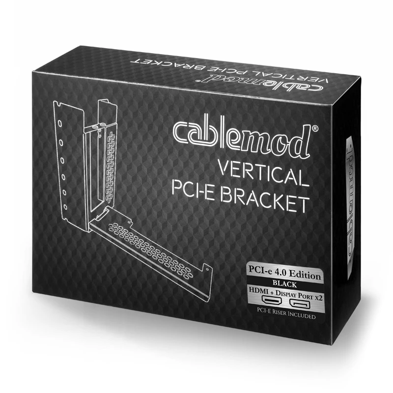 CableMod vertikálny držiak PCI-e, edícia PCI-e 4.0, HDMI + DisplayPort, čierny