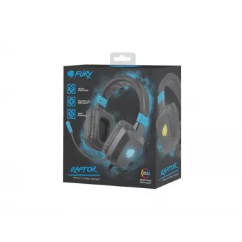 Drôtový herný headset Fury NFU-1584 s mikrofónom na ramene, okolo uší, 98 dB, 15–25000 Hz, 2 m kábel, USB a 3,5 mm, modrá