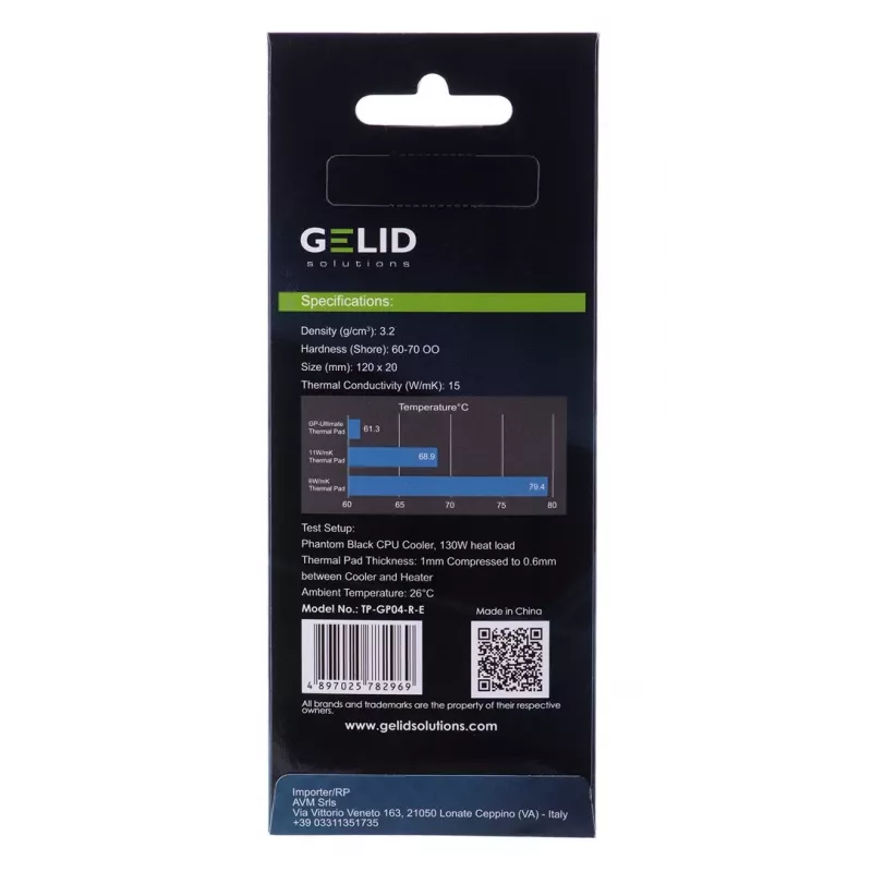 Tepelná podložka Gelid TP-GP04-R-E 120×20×3,0 mm, hustota 3,2 g/cm³, 1 ks