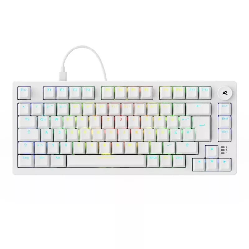 Sharkoon SGK25 75% QWERTZ USB káblová RGB LED klávesnica biela