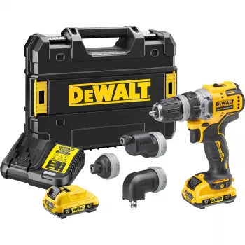 Pištoľová vŕtačka DeWalt DCD703L2T-QW — 12V, 3,0Ah x2, 1500 ot/min, 10 mm rýchloupínacie skľučovadlo, 25,5 N·m, 0,9 kg